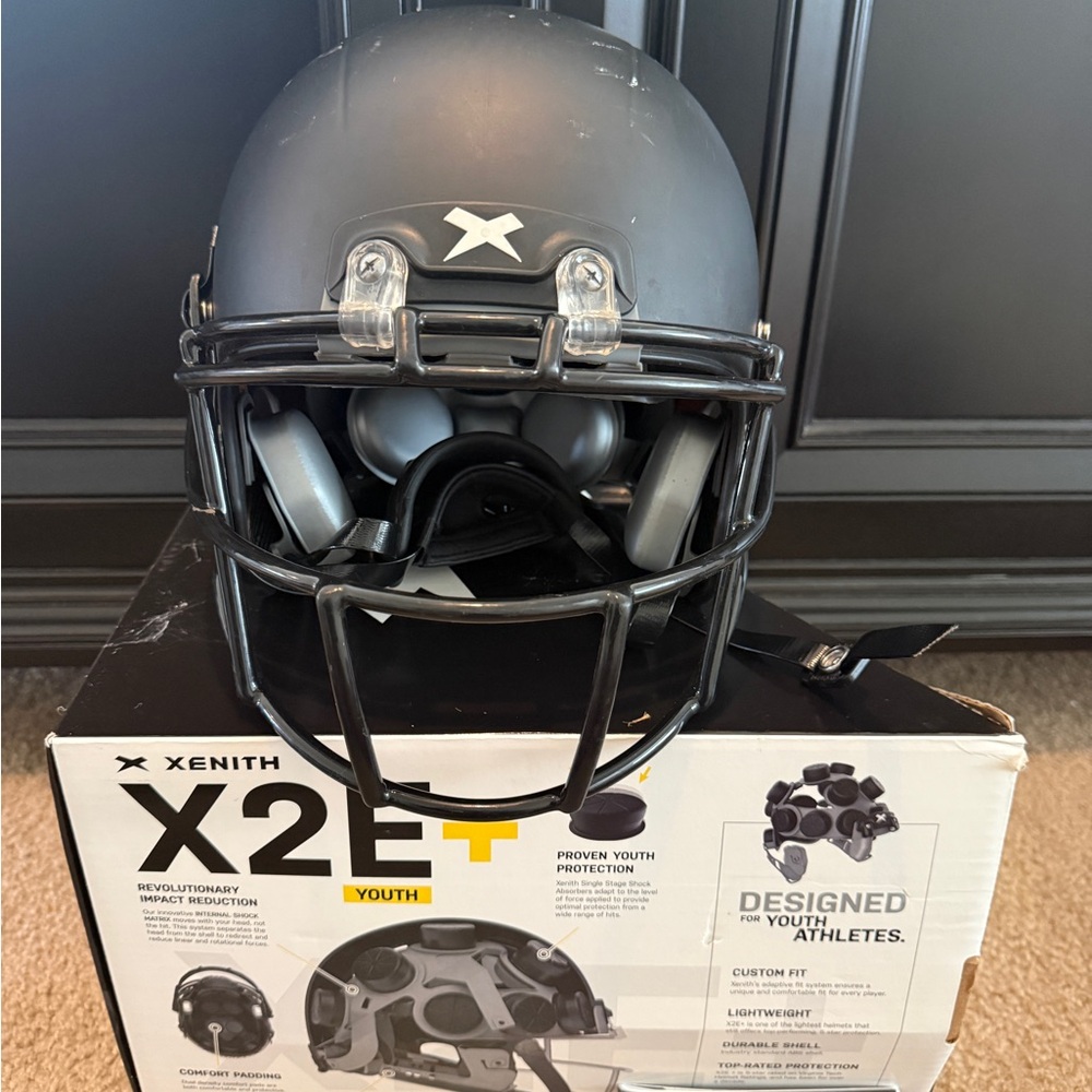 Zenith X2E Youth Medium Football Helmet in Matte Black